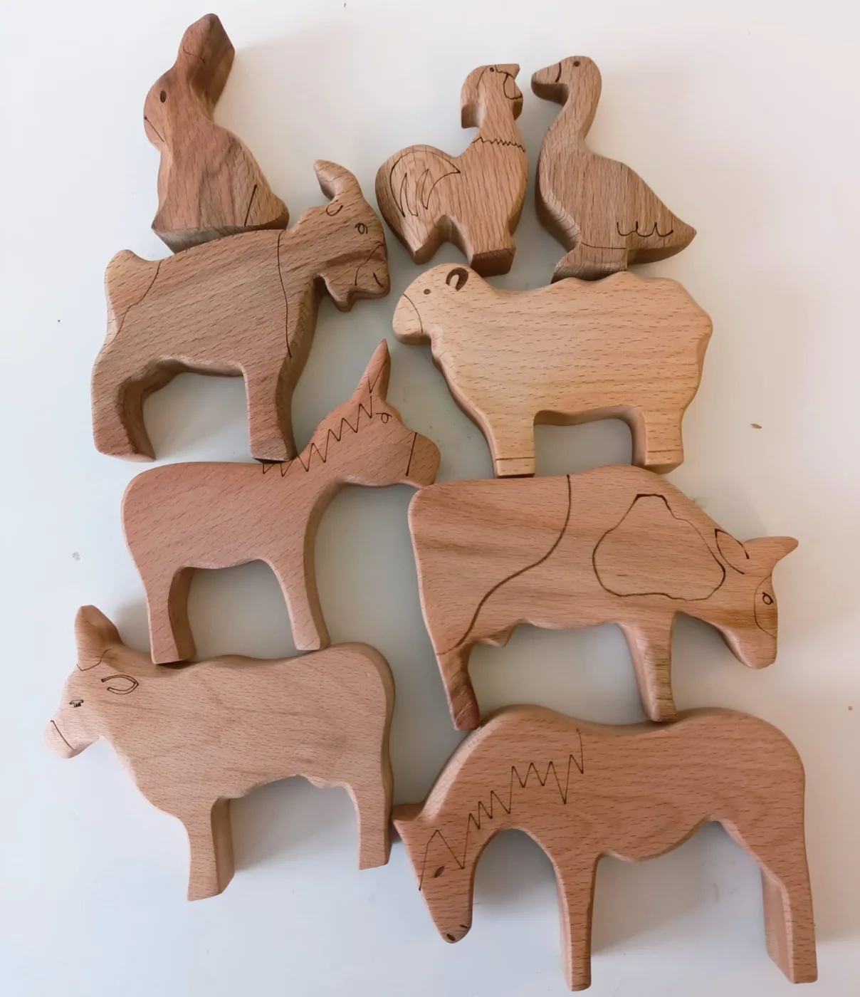 Montessori  Çiftlik Hayvanlar Seti (Masif Ahşap)